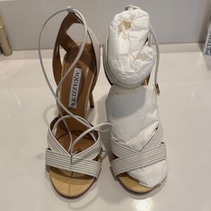 Aquazzura Ari Cream Strappy Heels